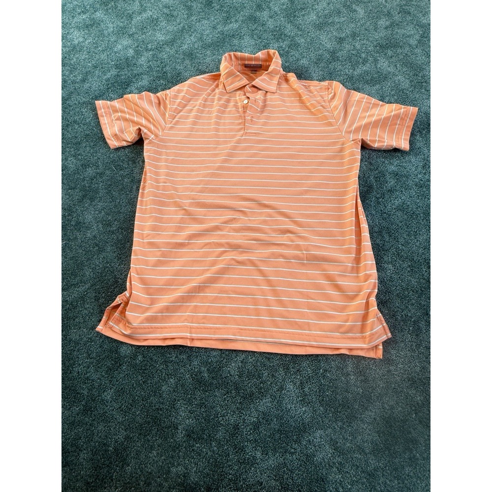 Peter Millar Summer Comfort Golf Polo Shirt Mens   M Orange striped Short Sleeve